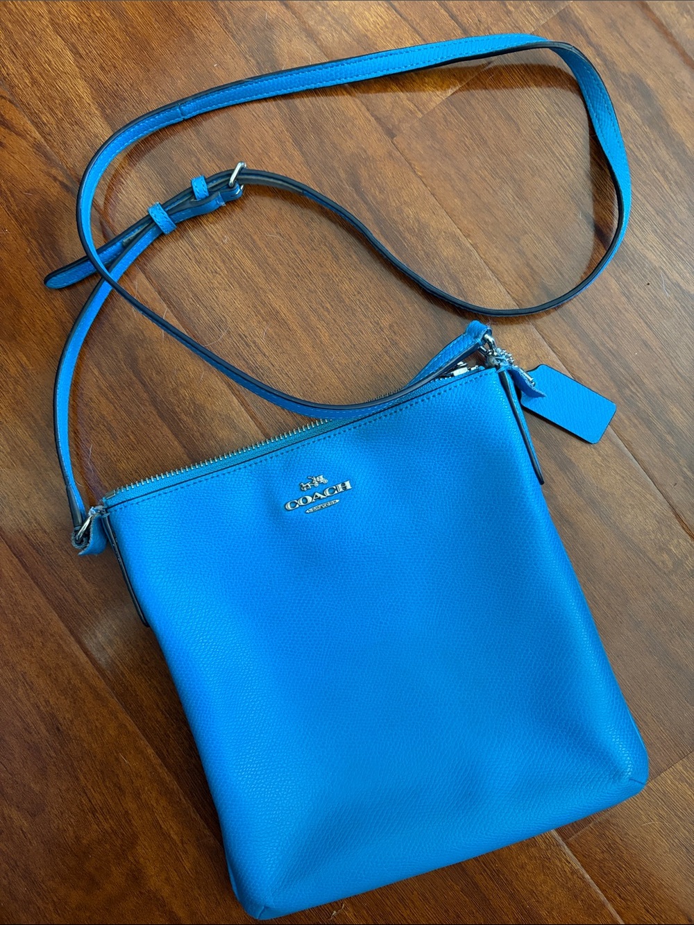 Coach Bright Blue Pebbled Leather Crossbody
